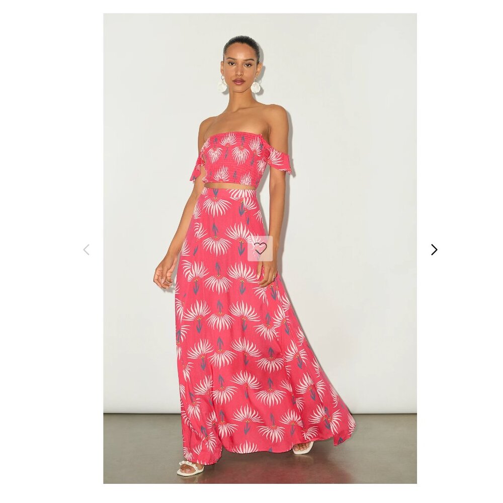 Trancoso Coral Floral Print Two-Piece Maxi Dress